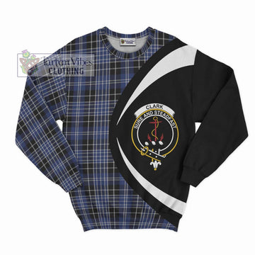 Clark (Clarke) Tartan Sweatshirt with Family Crest Circle Style