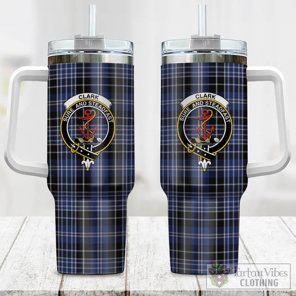 Tartan Vibes Clothing Clark Tartan and Family Crest Tumbler with Handle