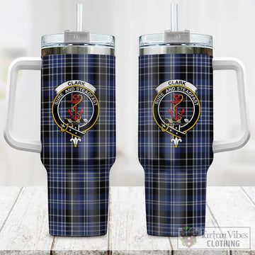 Clark Tartan and Family Crest Tumbler with Handle
