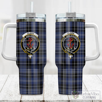 Tartan Vibes Clothing Clark Tartan and Family Crest Tumbler with Handle
