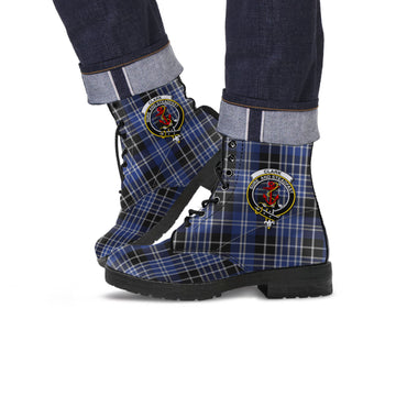 Clark Tartan Leather Boots with Family Crest