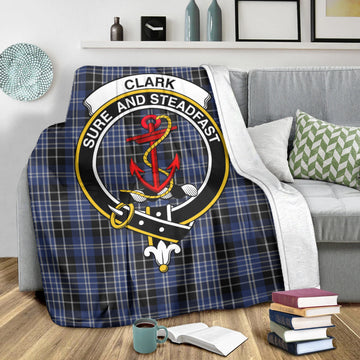 Clark (Clarke) Tartan Blanket with Family Crest