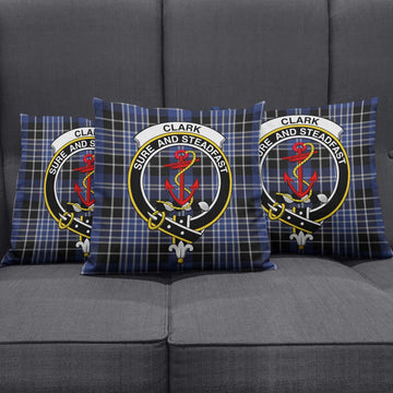 Clark (Clarke) Tartan Pillow Cover with Family Crest