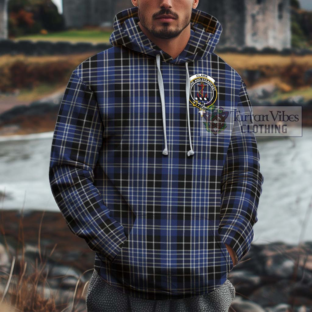 Clark (Clarke) Tartan Cotton Hoodie with Family Crest Pullover Hoodie XS - Tartan Vibes Clothing