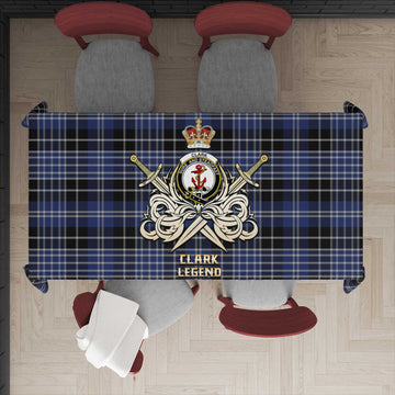 Clark Tartan Tablecloth with Clan Crest and the Golden Sword of Courageous Legacy