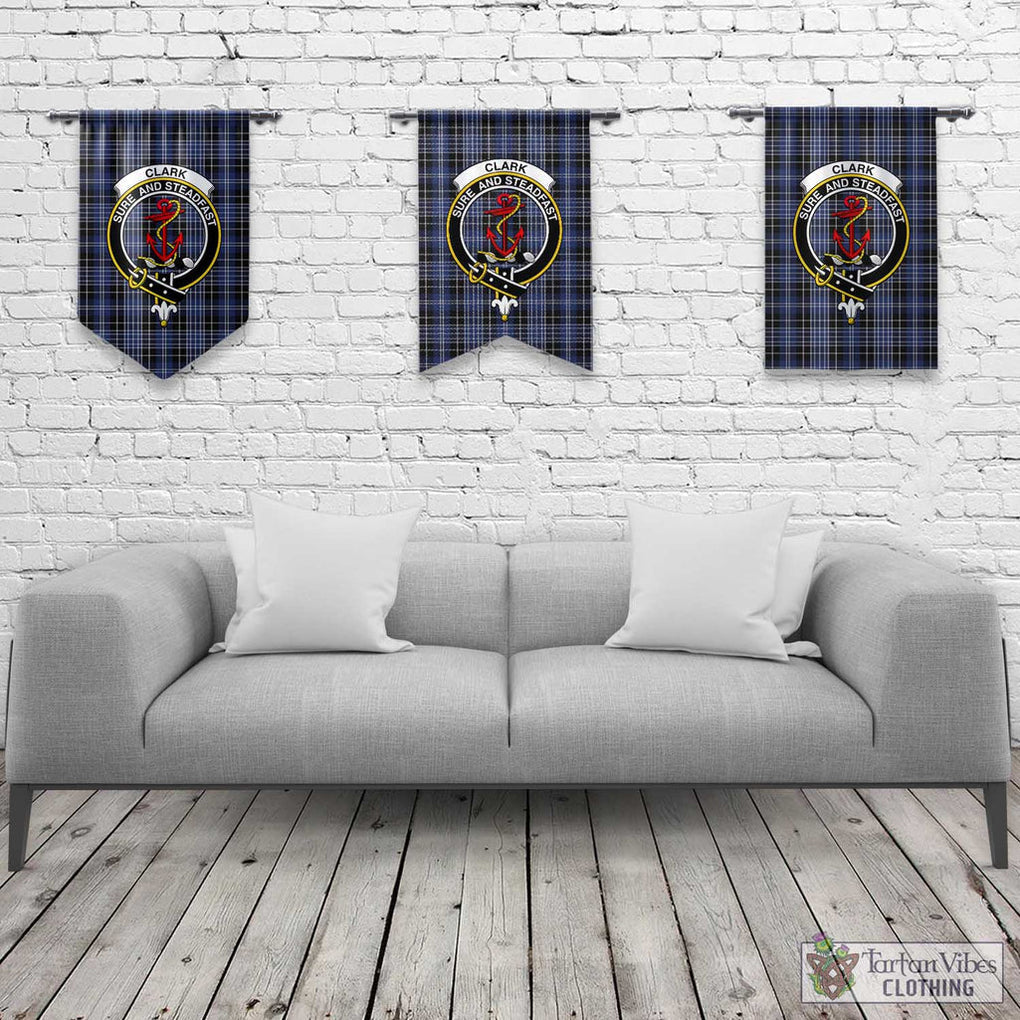 Tartan Vibes Clothing Clark Tartan Gonfalon, Tartan Banner with Family Crest