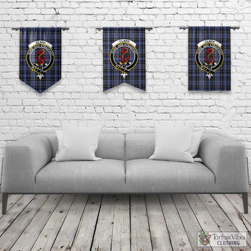 Clark (Clarke) Tartan Gonfalon, Tartan Banner with Family Crest