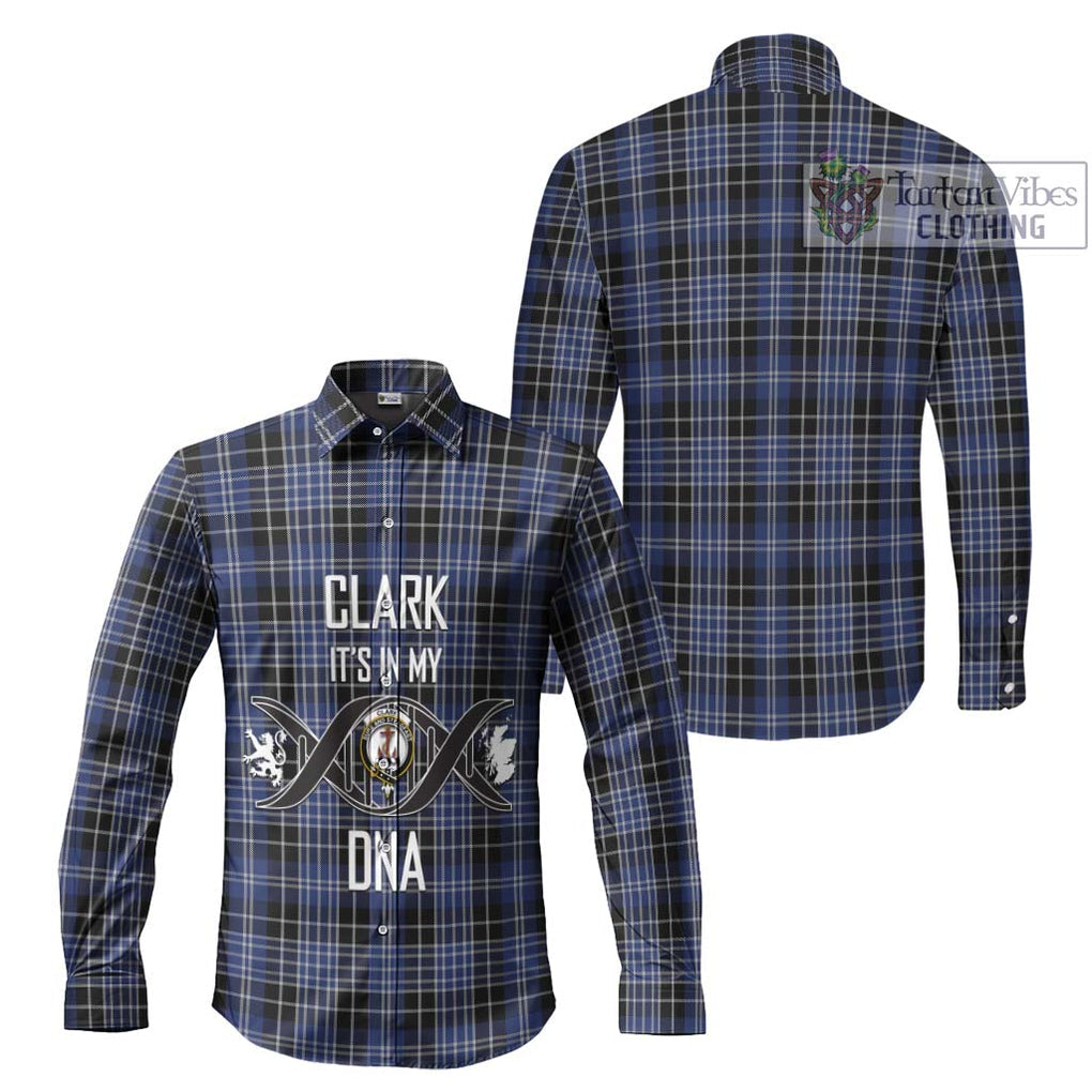 Clark (Clarke) Tartan Long Sleeve Button Shirt with Family Crest DNA In Me Style Men's Shirt - Tartanvibesclothing Shop