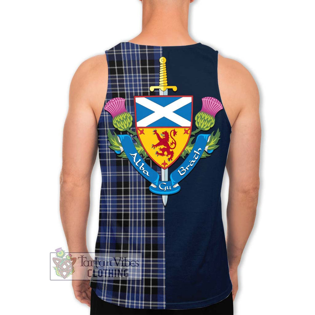 Tartan Vibes Clothing Clark Tartan Men's Tank Top with Scottish Lion Royal Arm Half Style