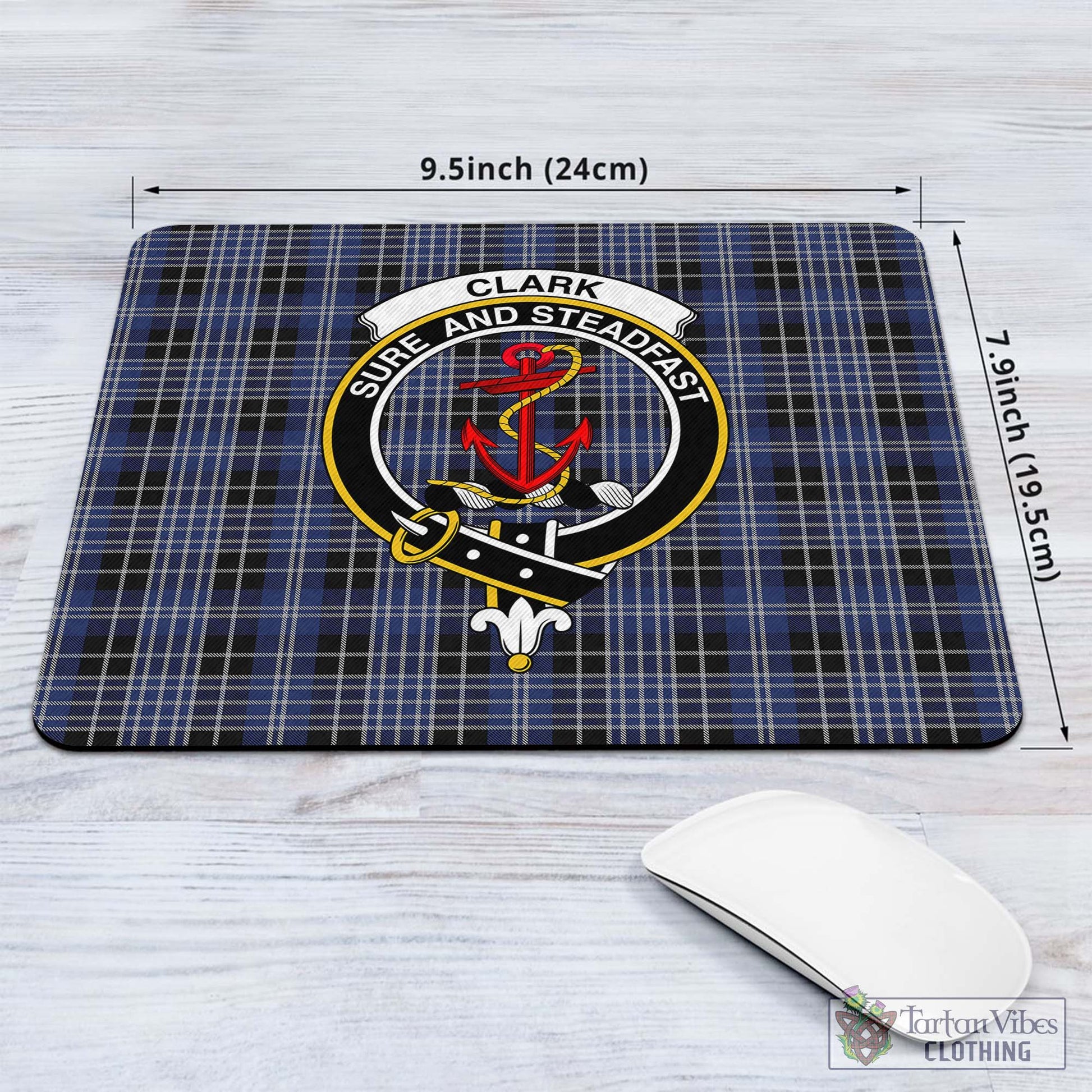 Tartan Vibes Clothing Clark Tartan Mouse Pad with Family Crest
