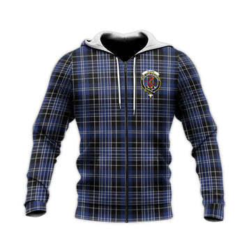 Clark Tartan Knitted Hoodie with Family Crest