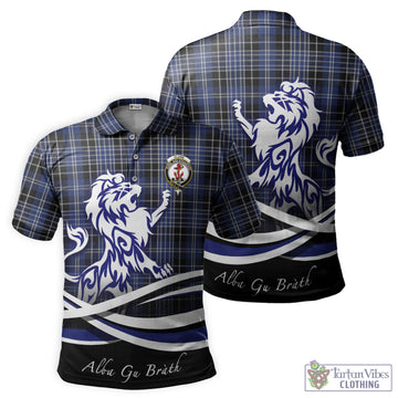 Clark Tartan Polo Shirt with Alba Gu Brath Regal Lion Emblem