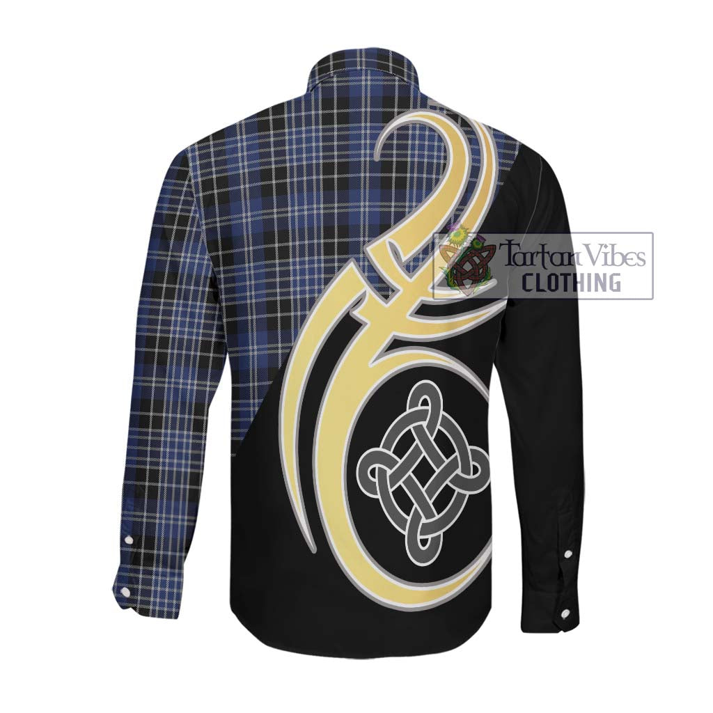 Clark (Clarke) Tartan Long Sleeve Button Shirt with Family Crest and Celtic Symbol Style Men's Shirt - Tartan Vibes Clothing