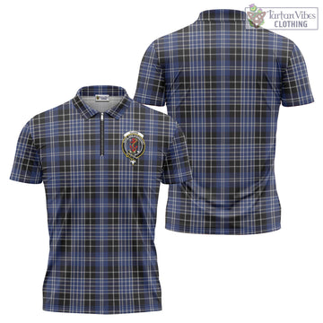 Tartan Vibes Clothing Clark Tartan Zipper Polo Shirt with Family Crest