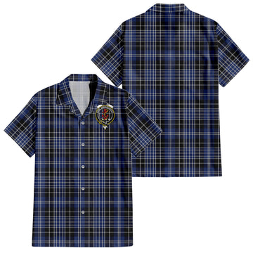 Clark Tartan Short Sleeve Button Down Shirt with Family Crest