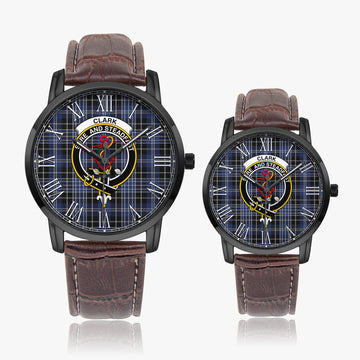 Clark (Clarke) Tartan Family Crest Leather Strap Quartz Watch