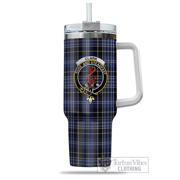 Tartan Vibes Clothing Clark Tartan and Family Crest Tumbler with Handle