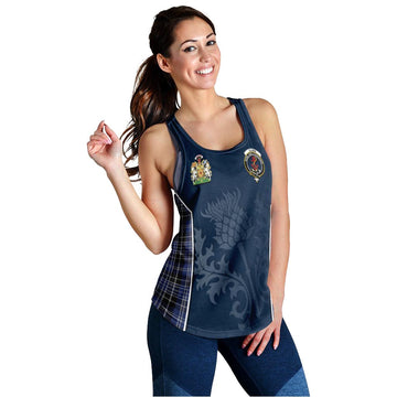 Clark Tartan Women's Racerback Tanks with Family Crest and Scottish Thistle Vibes Sport Style