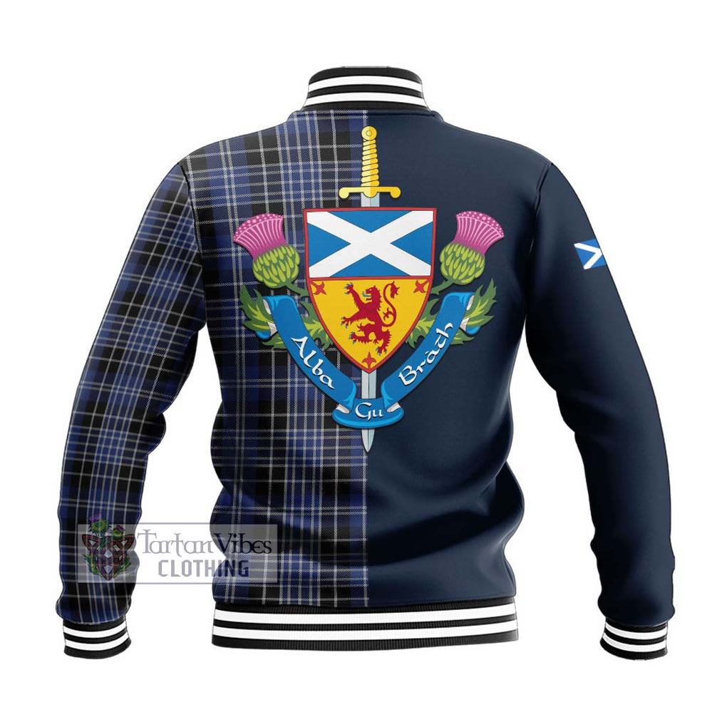 Tartan Vibes Clothing Clark Tartan Baseball Jacket with Scottish Lion Royal Arm Half Style