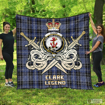 Clark (Clarke) Tartan Quilt with Clan Crest and the Golden Sword of Courageous Legacy