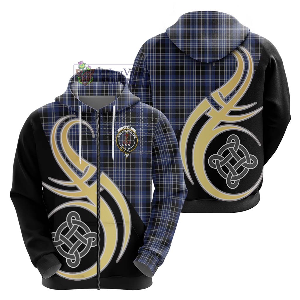 Clark (Clarke) Tartan Hoodie with Family Crest and Celtic Symbol Style - Tartan Vibes Clothing