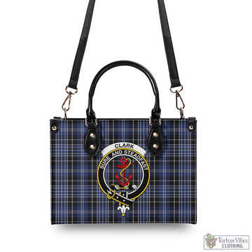 Clark (Clarke) Tartan Luxury Leather Handbags with Family Crest - Tartan Vibes Clothing