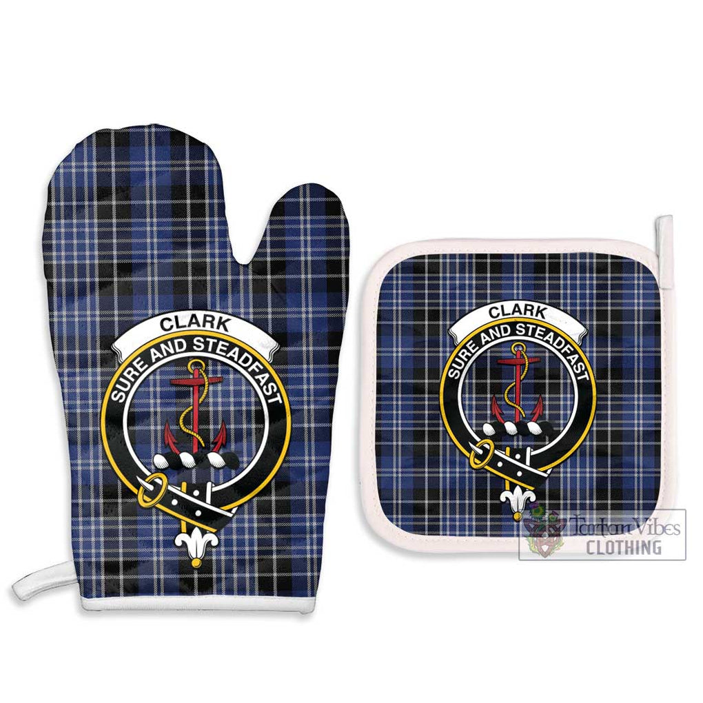 Clark (Clarke) Tartan Combo Oven Mitt & Pot-Holder with Family Crest Combo 1 Oven Mitt & 2 Pot-Holder White - Tartan Vibes Clothing