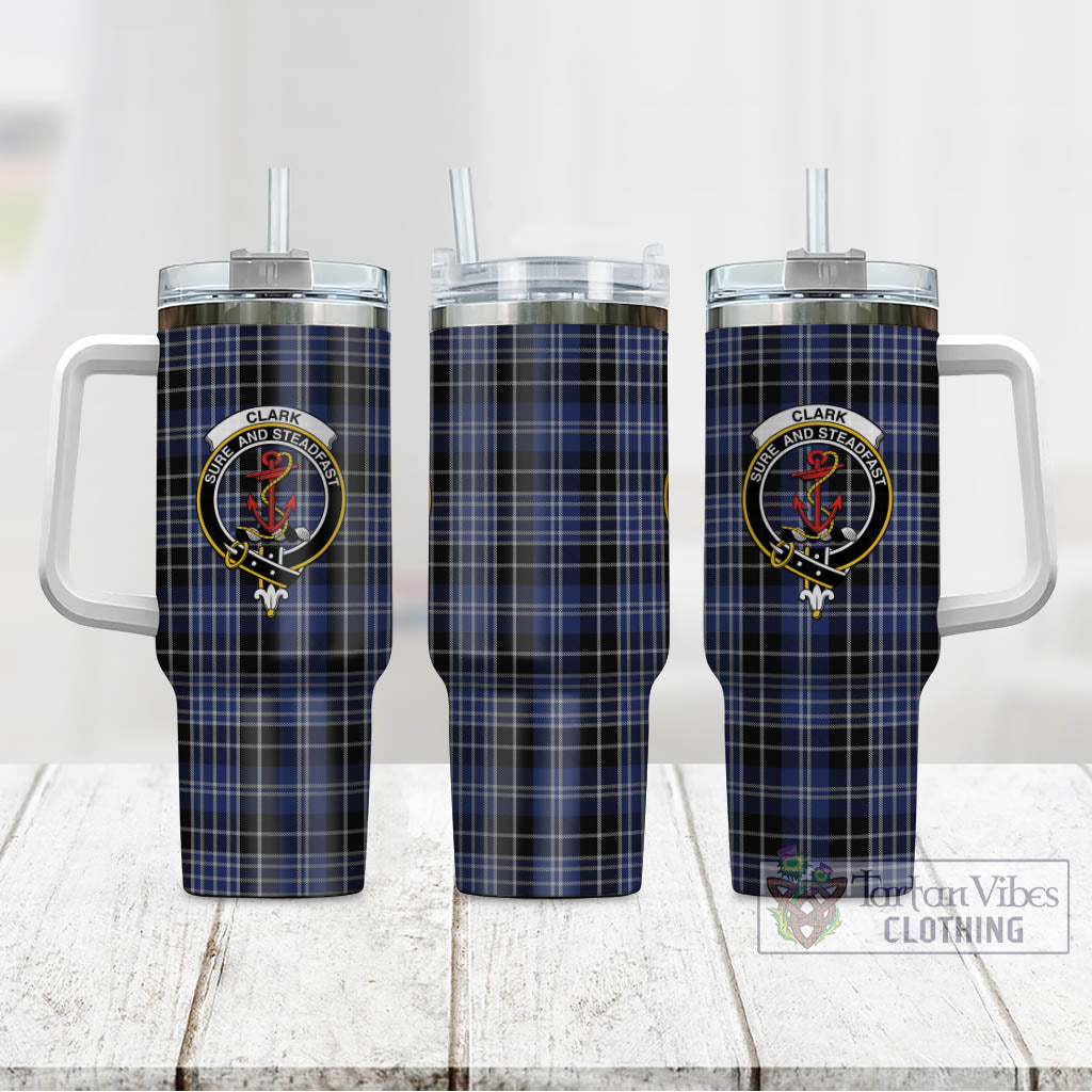Tartan Vibes Clothing Clark Tartan and Family Crest Tumbler with Handle