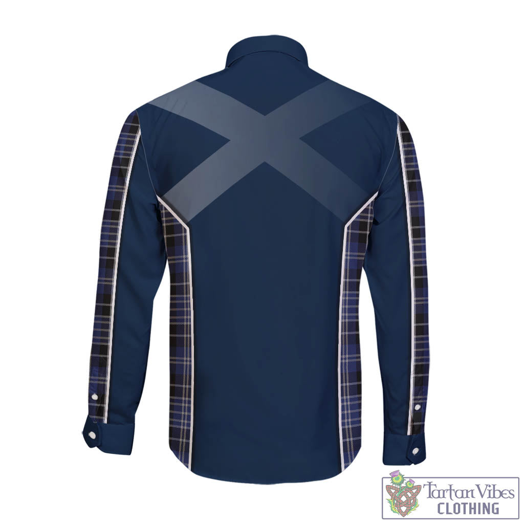 Tartan Vibes Clothing Clark Tartan Long Sleeve Button Up Shirt with Family Crest and Scottish Thistle Vibes Sport Style