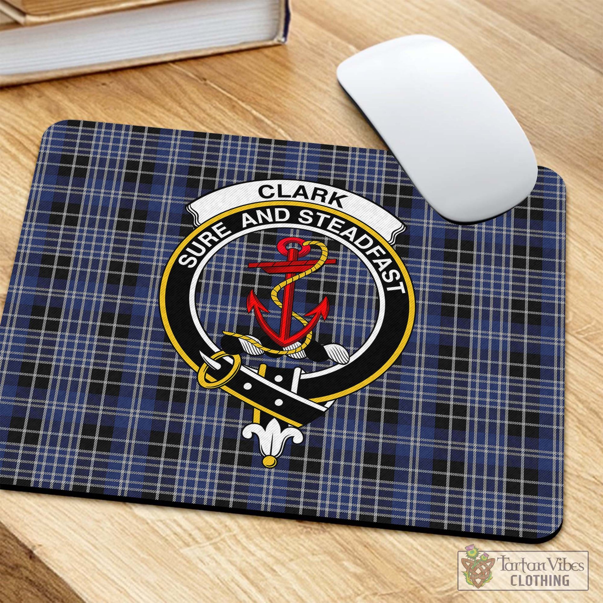 Tartan Vibes Clothing Clark Tartan Mouse Pad with Family Crest