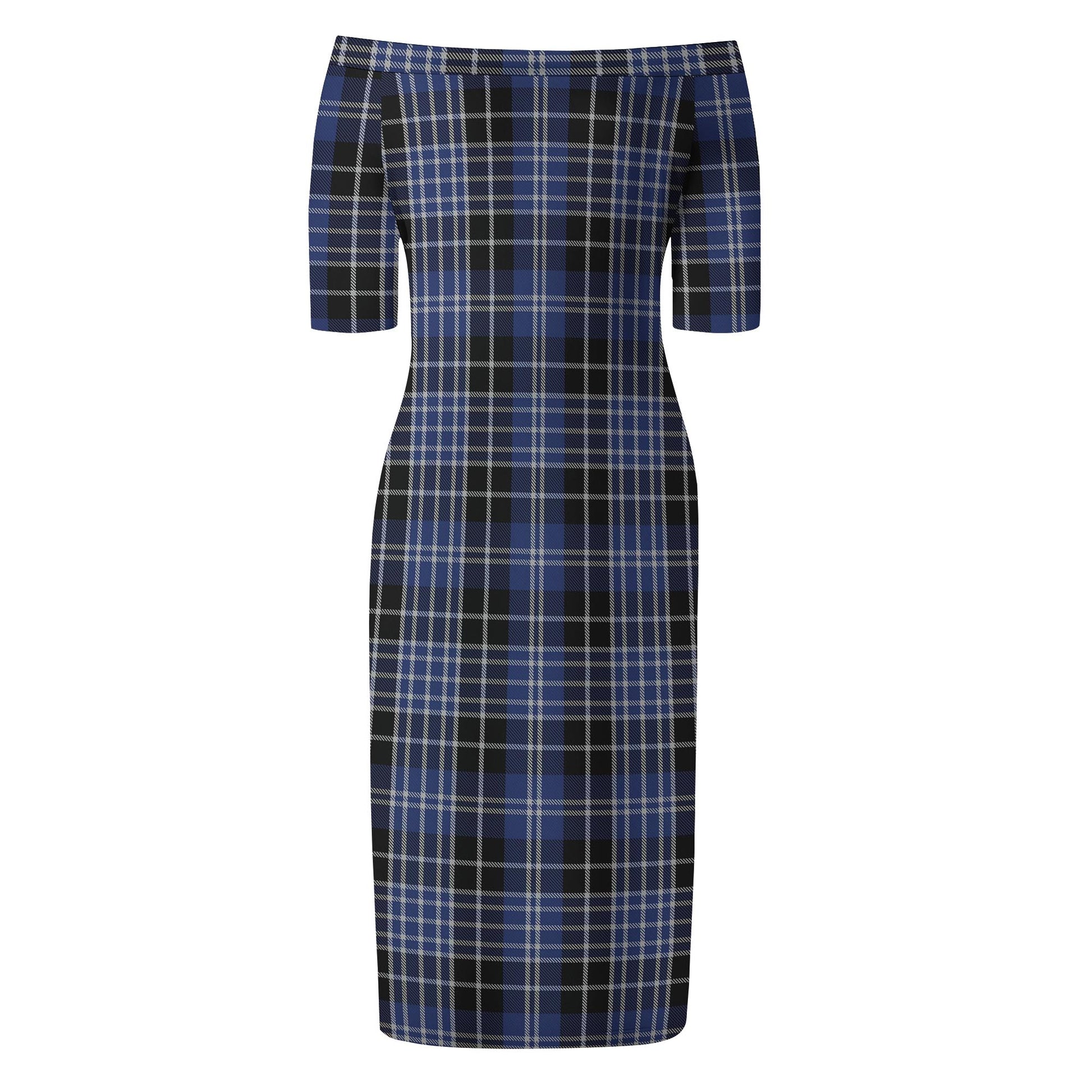 Clark Tartan Off Shoulder Lady Dress - Tartanvibesclothing