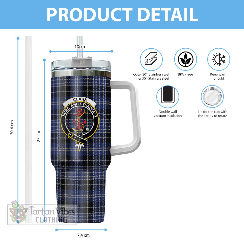 Tartan Vibes Clothing Clark Tartan and Family Crest Tumbler with Handle