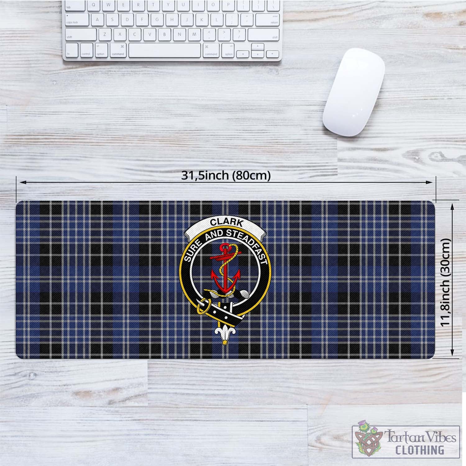 Tartan Vibes Clothing Clark Tartan Mouse Pad with Family Crest
