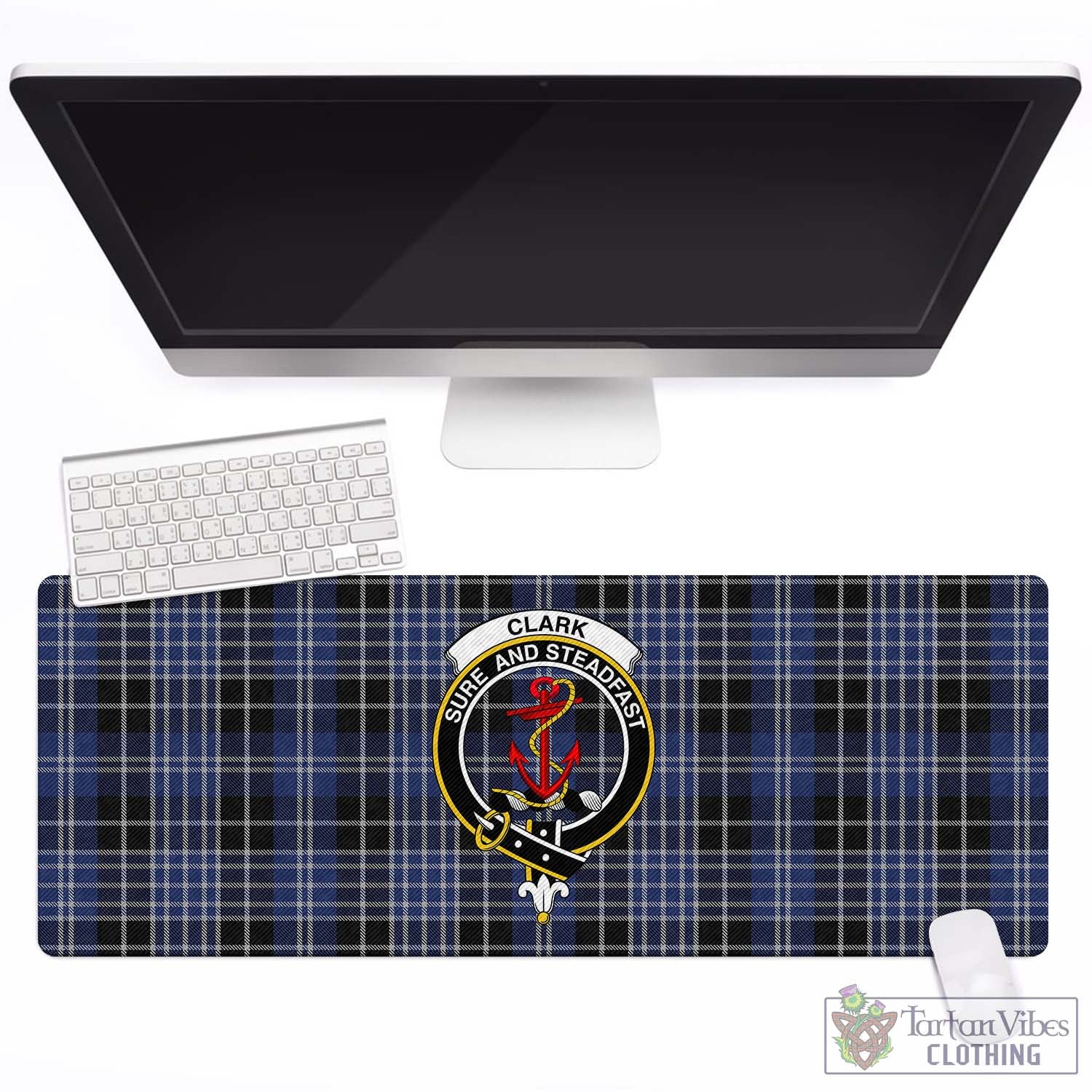 Tartan Vibes Clothing Clark Tartan Mouse Pad with Family Crest