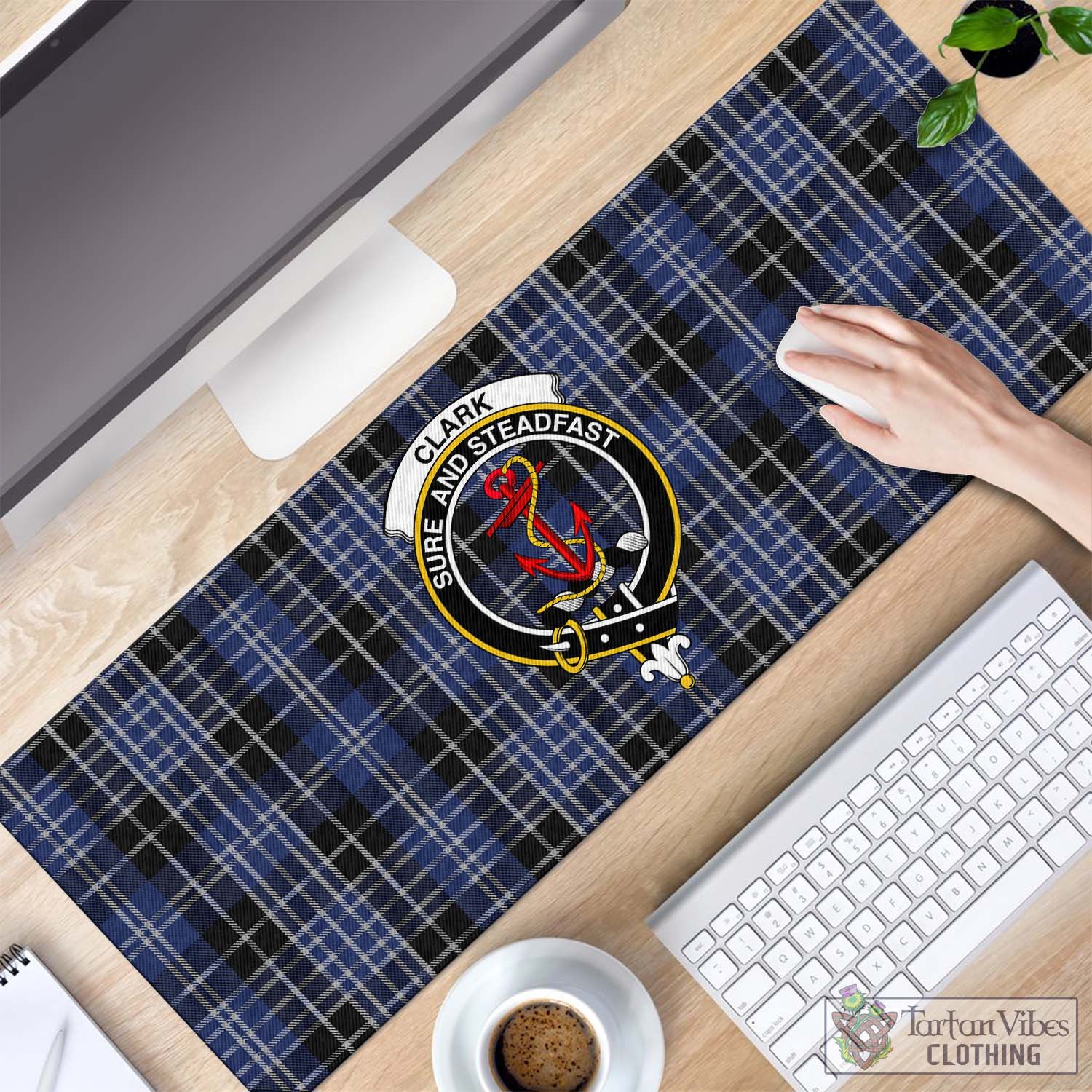 Tartan Vibes Clothing Clark Tartan Mouse Pad with Family Crest