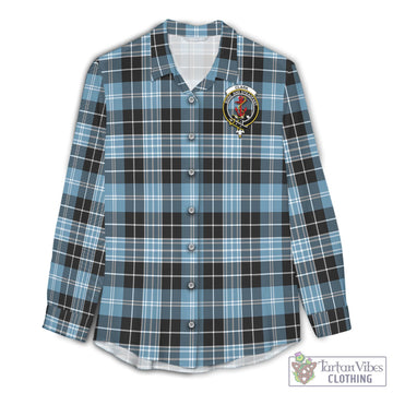Clark Ancient Tartan Womens Casual Shirt with Family Crest