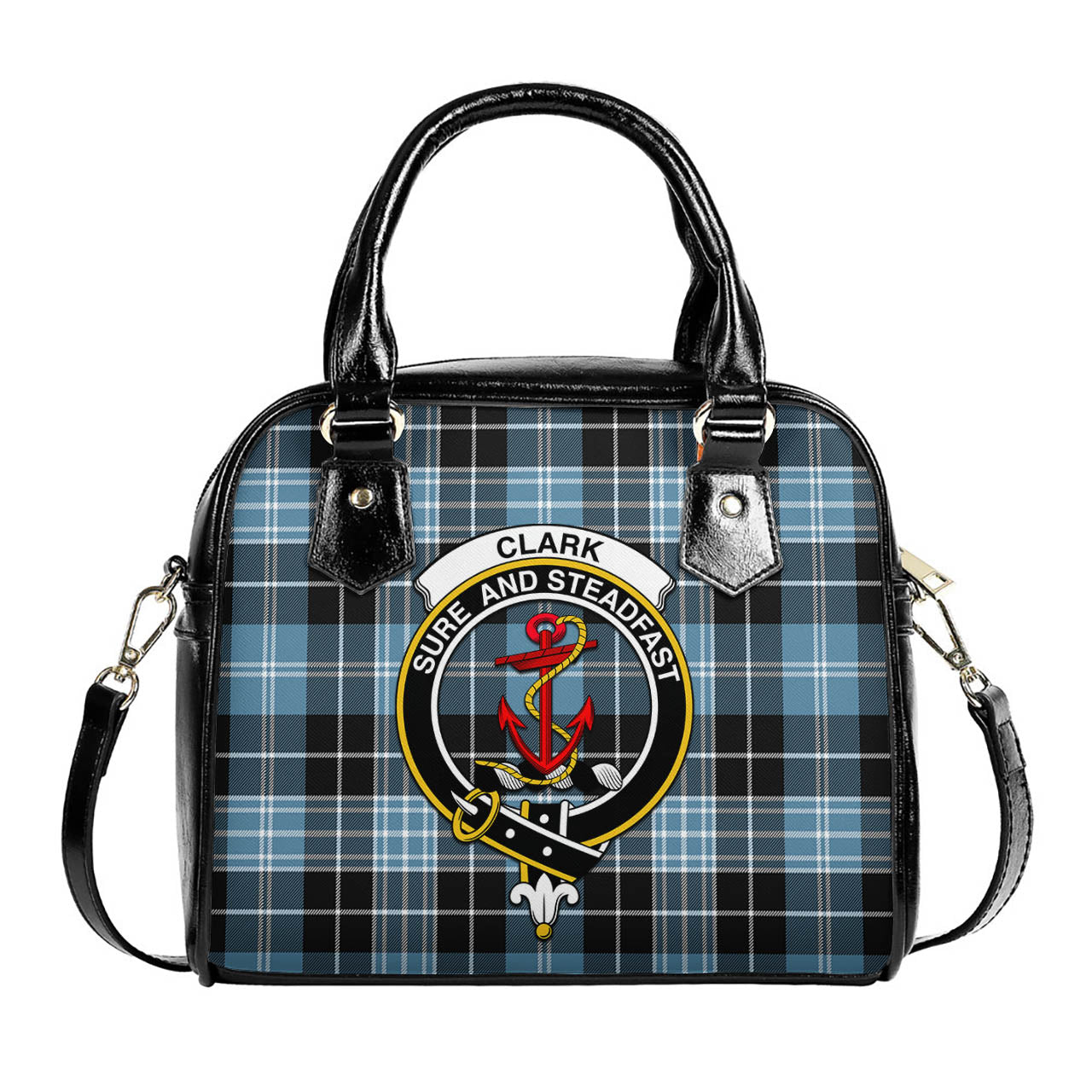 Clark Ancient Tartan Shoulder Handbags with Family Crest One Size 6*25*22 cm - Tartanvibesclothing