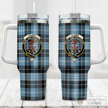 Clark Ancient Tartan and Family Crest Tumbler with Handle