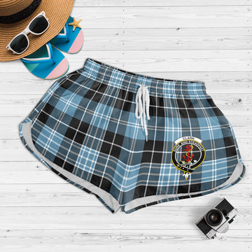 Clark Ancient Tartan Womens Shorts with Family Crest