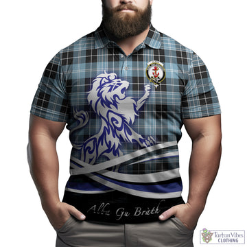 Clark Ancient Tartan Polo Shirt with Alba Gu Brath Regal Lion Emblem