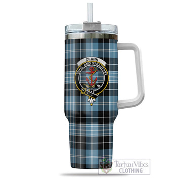 Clark Ancient Tartan and Family Crest Tumbler with Handle