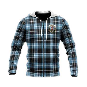 Clark Ancient Tartan Knitted Hoodie with Family Crest