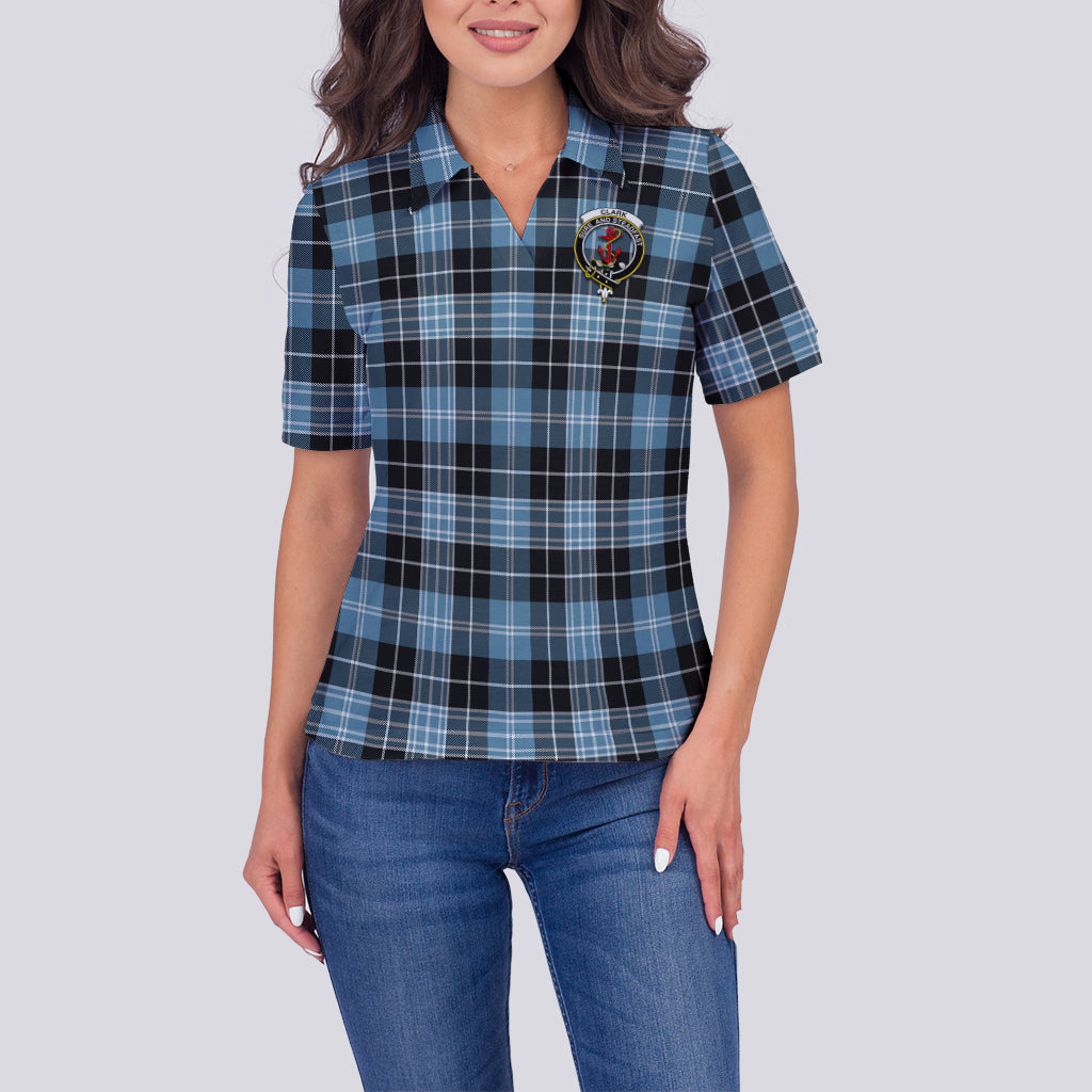 clark-ancient-tartan-polo-shirt-with-family-crest-for-women