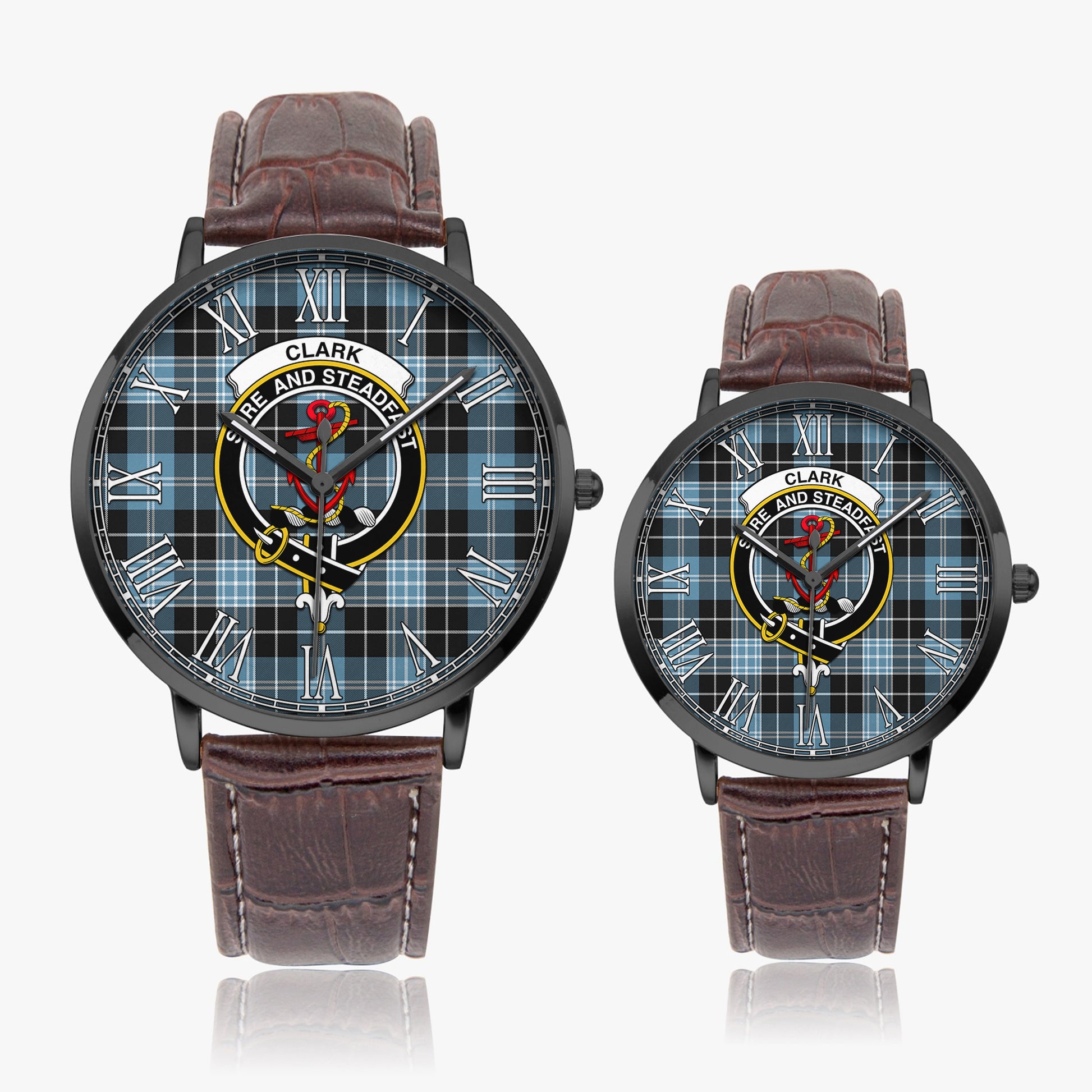 Clark Ancient Tartan Family Crest Leather Strap Quartz Watch - Tartanvibesclothing