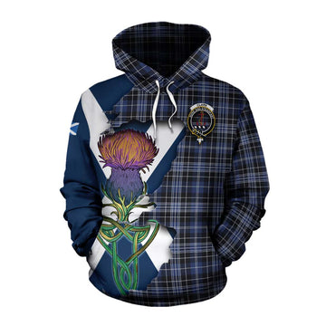 Tartan Vibes Clothing Clark (Clarke) Tartan Family Crest Cotton Hoodie Scottish Thistle Celtic Inspired