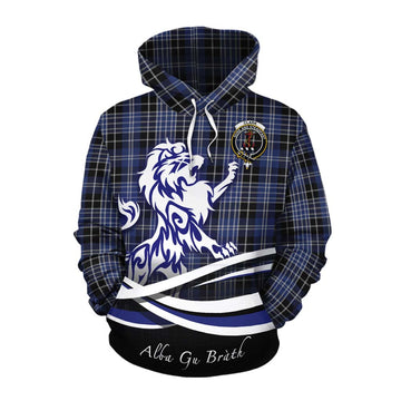 Tartan Vibes Clothing Clark (Clarke) Tartan Cotton Hoodie with Alba Gu Brath Regal Lion Emblem