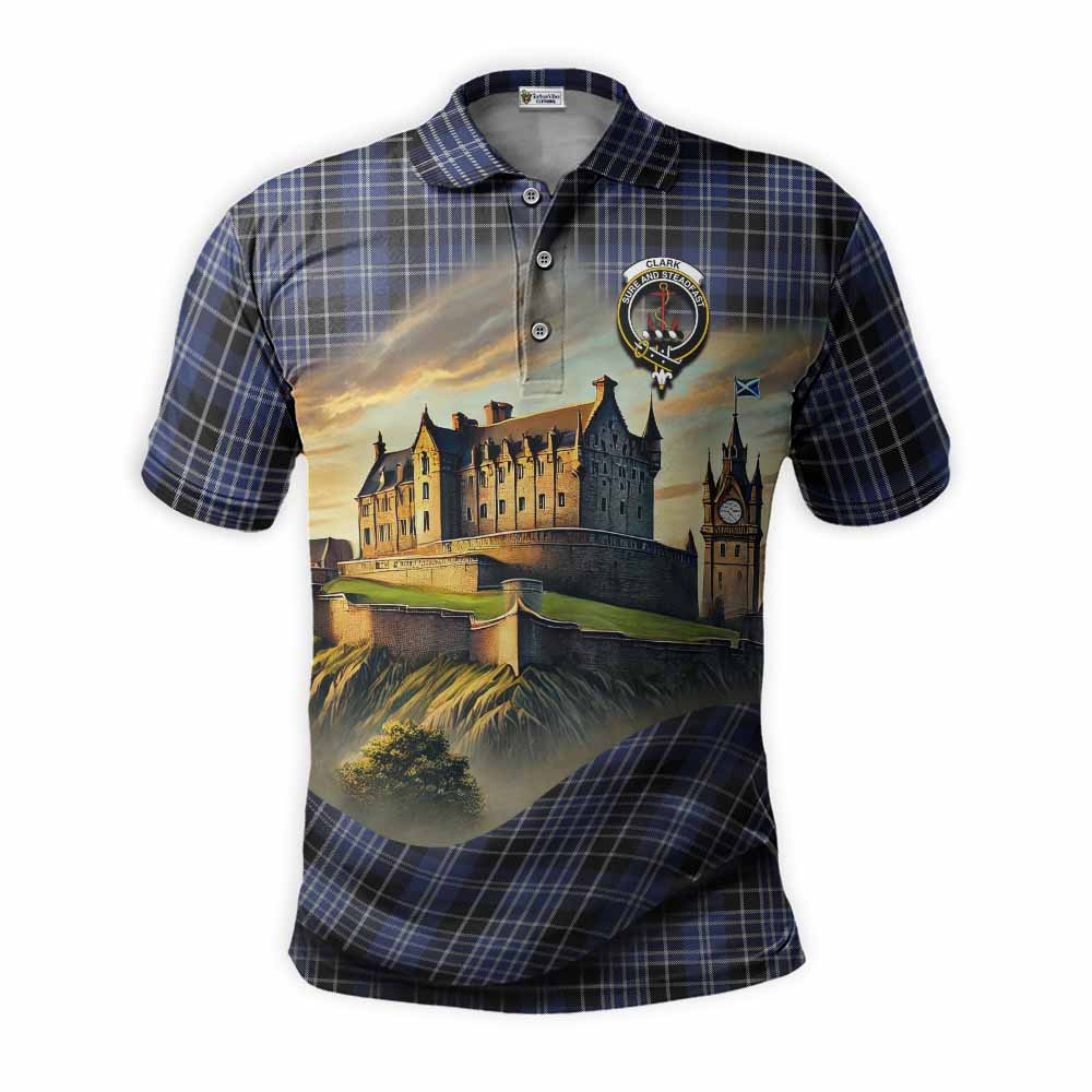 Tartan Vibes Clothing Clark (Clarke) Tartan Family Crest Polo Shirt with Scottish Ancient Castle Stype