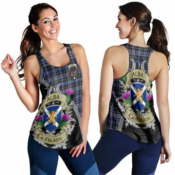 Tartan Vibes Clothing Clark (Clarke) Tartan Family Crest Women's Racerback Tanks Lion Rampant Royal Thistle Shield Celtic Inspired