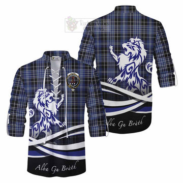 Clark (Clarke) Tartan Ghillie Kilt Shirt with Alba Gu Brath Regal Lion Emblem