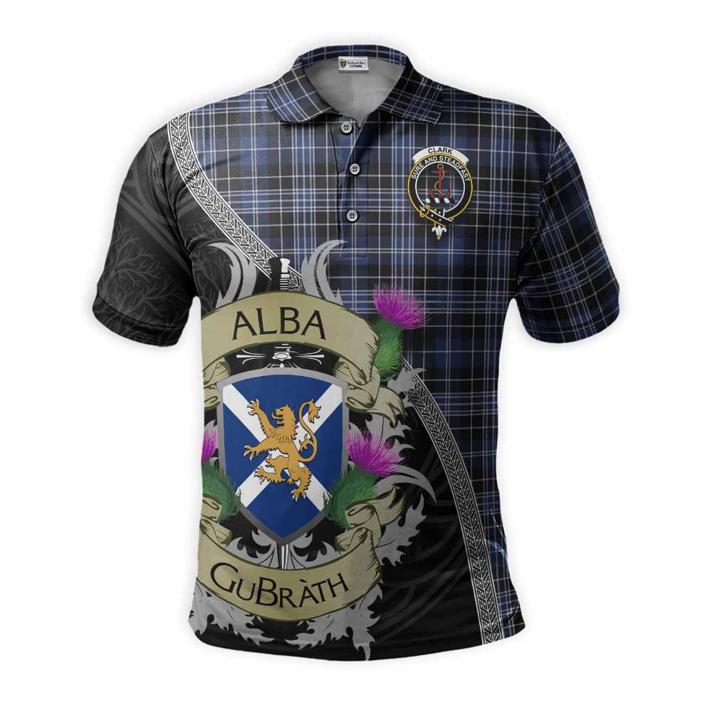 Tartan Vibes Clothing Clark (Clarke) Tartan Family Crest Polo Shirt Lion Rampant Royal Thistle Shield Celtic Inspired